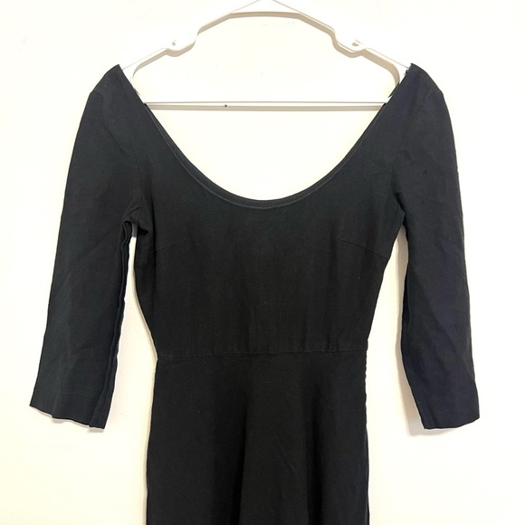 2/$30 Zara - Black 3/4 Length Long Sleeve Midi Dress with Pockets - Picture 3 of 8